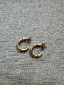 Vintage bamboo hoop earrings