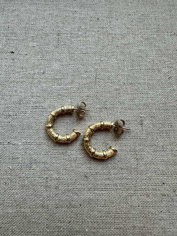 Vintage bamboo hoop earrings