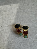 Vintage Carved Scarab Gold Tone Clip Earrings