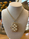 Vintage caged faux pearl necklace