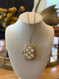 Vintage caged faux pearl necklace